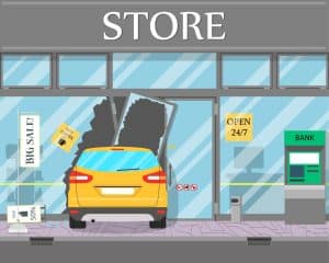 Car Crashing Into Building